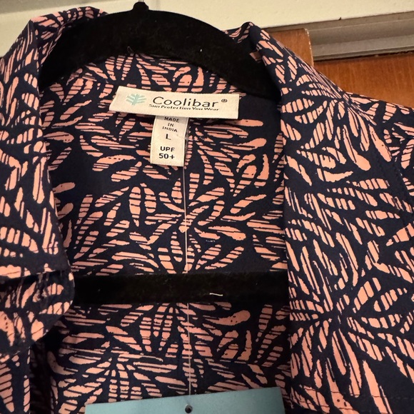 Coolibar Women's Santorini Tunic Long Sleeve Shirt sz L Peachy Pink Flowers - Picture 2 of 5